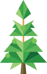 Obraz premium Minimalist Christmas tree made from recycled paper and green leaves vector