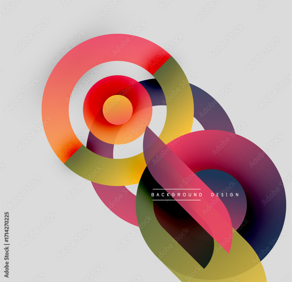 Poster abstract colorful circles overlap creating dynamic visual effect. modern design elements present smo