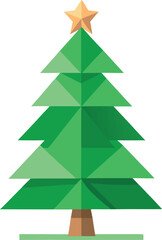 Fototapeta premium Minimalist Christmas tree made from recycled paper and green leaves vector