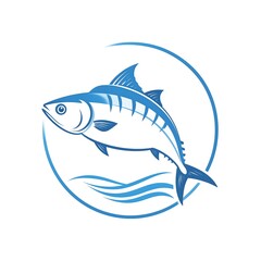 Ocean fish leaping, stylized logo