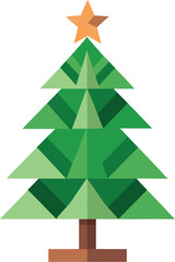 Minimalist Christmas tree made from recycled paper and green leaves vector