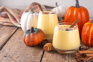 Autumn cozy drink, pumpkin spice eggnog cocktail