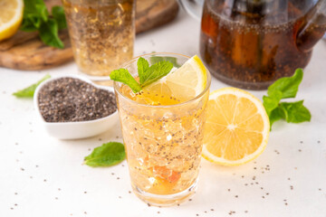 Iced chia seeds tea or lemonade