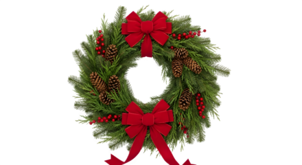 Classic Christmas Wreath Isolated PNG