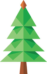 Fototapeta premium Minimalist Christmas tree made from recycled paper and green leaves vector