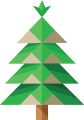 Minimalist Christmas tree made from recycled paper and green leaves vector