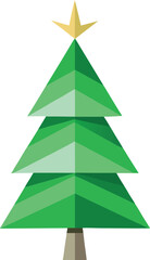 Obraz premium Minimalist Christmas tree made from recycled paper and green leaves vector
