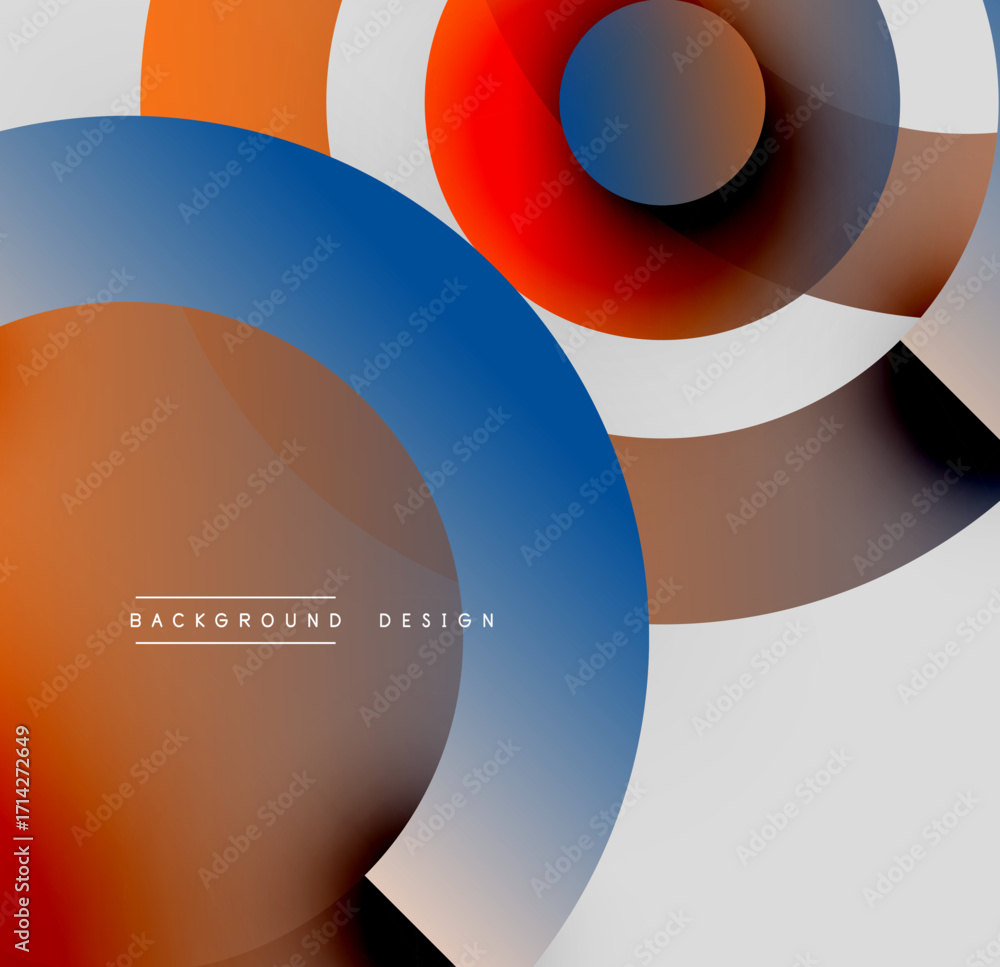 Poster abstract geometric composition. overlapping circles create dynamic visual effect. warm, cool tones b