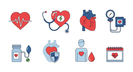 Collection of Heart-Related Medical Icons and Illustrations.