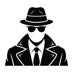 Detective silhouette vector illustration spy agent anonymous character covert operative icon scalable eps silhouette vector illustration white background