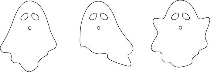 Outline ghosts images set. Vector illustration with transparent background.	