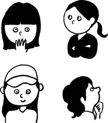 Fashion Women Stylish Facial Expressions Poses Vector