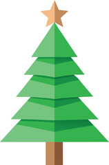 Obraz premium Minimalist Christmas tree made from recycled paper and green leaves vector