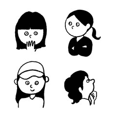 Fashion Women Stylish Facial Expressions Poses Vector