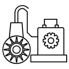 Obraz premium Illustration of Industrial Machine with Gears and Pipe System in Black and White Aesthetic