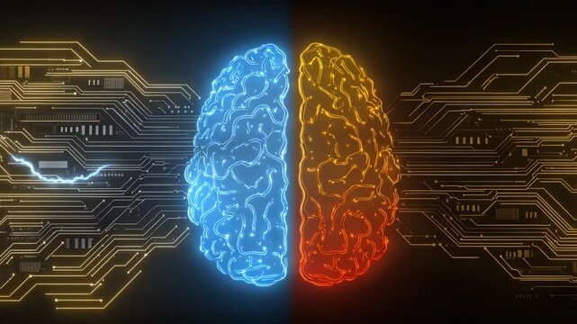 Two hemispheres brain illustration