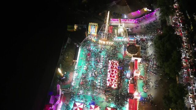 Aerial view of Dussehra Mela in Ludhiana, Punjab, India.