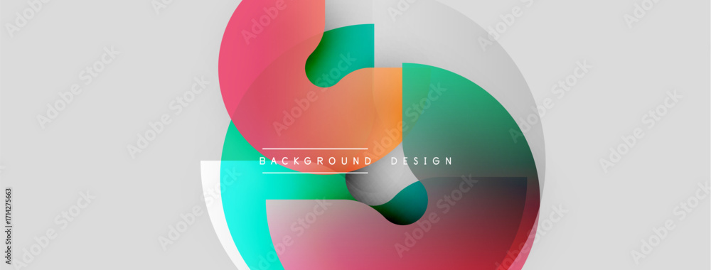 Poster abstract colorful circles overlap, creating dynamic visual effect. modern design elements present sm