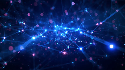 Obraz premium Futuristic Blue Light Network with Digital Particles
