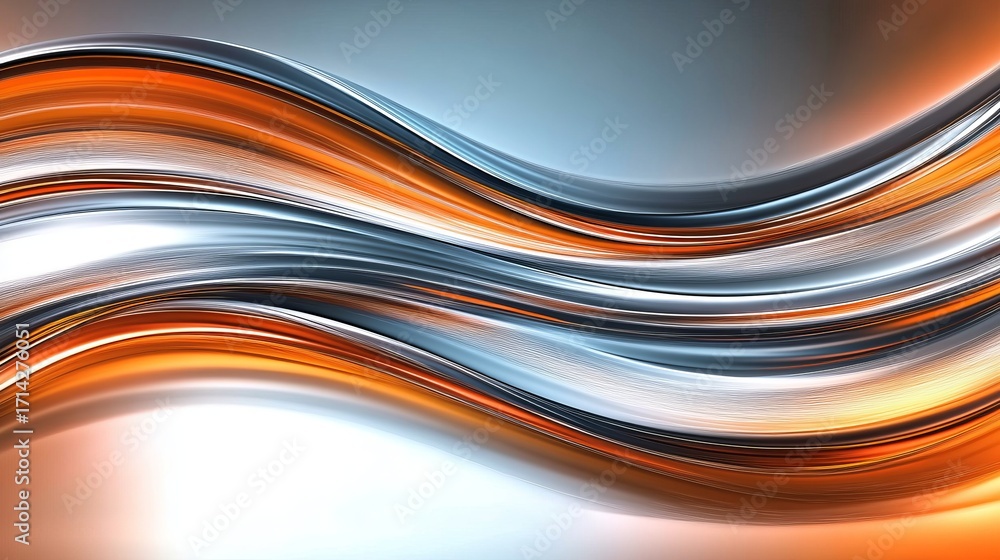 Canvas Prints dynamic abstract waves with fluid forms and vibrant orange and blue tones for creative digital art