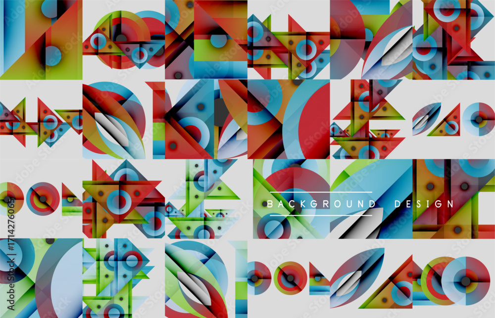 Aufkleber abstract geometric patterns, vibrant colors, overlapping shapes. modern design elements create dynam