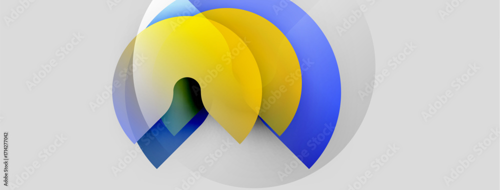 Fototapete abstract design features overlapping colorful shapes. yellow, blue, white create dynamic visual effe