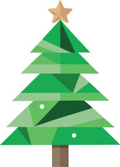 Fototapeta premium Minimalist Christmas tree made from recycled paper and green leaves vector