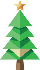 Fototapeta premium Minimalist Christmas tree made from recycled paper and green leaves vector