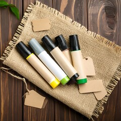 Markers on burlap napkin