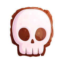 Delicious cookies in the shape of a skull on a white background. Trick or Treat. The concept of Halloween, a holiday. Isolated vector illustration for stickers, design, decoration.
