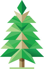 Obraz premium Minimalist Christmas tree made from recycled paper and green leaves vector