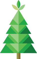 Obraz premium Minimalist Christmas tree made from recycled paper and green leaves vector