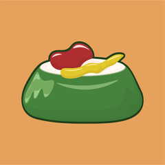 Illustration of italian food cassata a sweet food that uses white cream ice cream filled with nuts