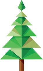 Obraz premium Minimalist Christmas tree made from recycled paper and green leaves vector