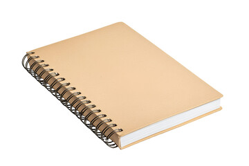 Brown spiral bound notebook isolated on transparent background