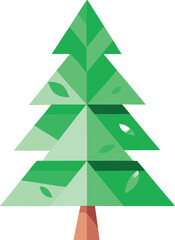 Obraz premium Minimalist Christmas tree made from recycled paper and green leaves vector