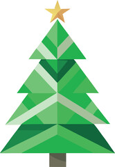 Obraz premium Minimalist Christmas tree made from recycled paper and green leaves vector