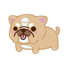 Cute Kawaii Bulldog Cartoon Clipart PNG