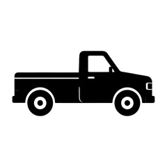 Minimal Pickup Truck Vector Illustration – Black and White Utility Vehicle Silhouette for Transport and Cargo