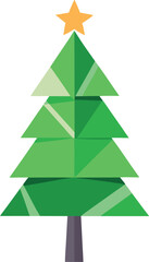 Obraz premium Minimalist Christmas tree made from recycled paper and green leaves vector