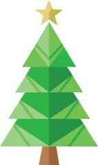 Fototapeta premium Minimalist Christmas tree made from recycled paper and green leaves vector