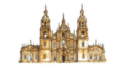 Obraz premium Cathedral of Santiago de Compostela. Cathedral of Santiago de Compostela watercolor vector illustration