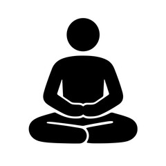 Black and White Meditation Icon for Mindfulness and Relaxation