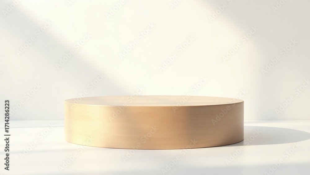 Aufkleber wooden cylinder podium in soft light, perfect for showcasing a product or concept. the soft shadows 