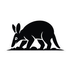 Obraz premium Aardvark digging in the soil illustration simple and bold design style isolated on white