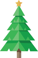 Fototapeta premium Minimalist Christmas tree made from recycled paper and green leaves vector