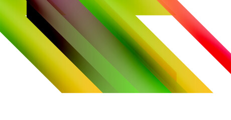 Abstract colorful stripes overlap creating dynamic visual effect. Bright gradients suggest movement, energy, modern design.
