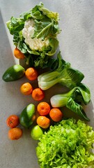 fresh vegetables on a wooden table