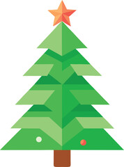 Obraz premium Minimalist Christmas tree made from recycled paper and green leaves vector