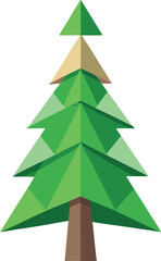 Obraz premium Minimalist Christmas tree made from recycled paper and green leaves vector